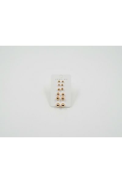 Sumen Butik Silver and Gold Color Ball Earring Set
