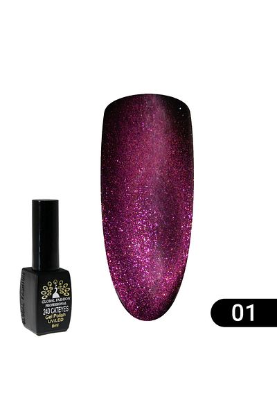 global fashion Oja semipermanenta 24D 2020 Cat Eye, 8 ml, 01