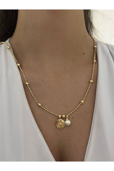 MyladyAccessoriess Polar Star and Pearl Detail Steel Necklace
