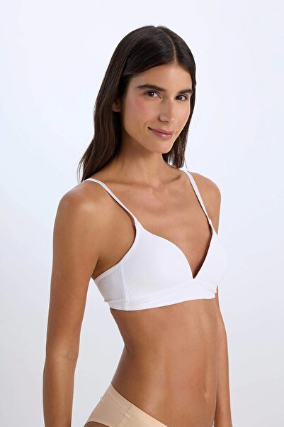 DeFacto X9027 Beyaz Pamuklu Comfort Pedli Bra-Fall in Love