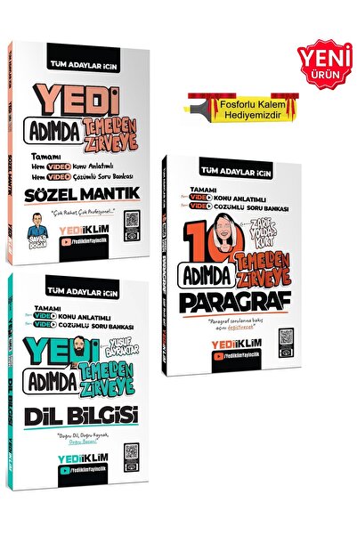 Yediiklim Yayınları 2026 - Tüm Adaylar için Temelden Zirveye Sözel Mantık - Dil Bilgisi - Paragraf Soru Bankası Seti