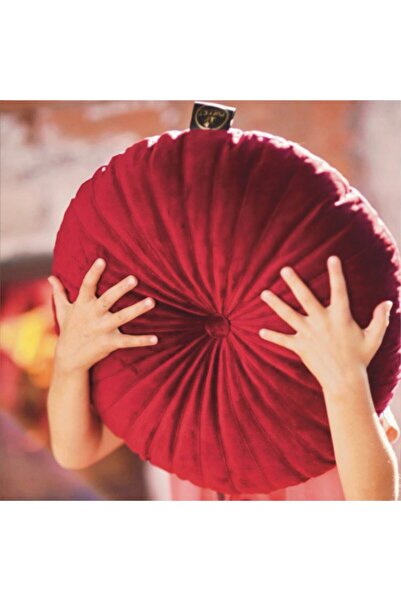 OEM Perna Decorativa Puffet Rotunda din Catifea Visinie, diametru 40 cm