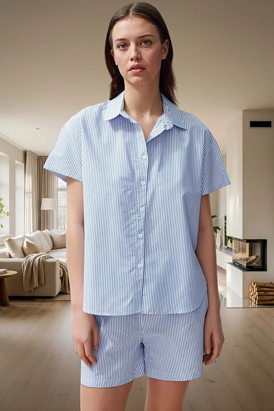 PayBuy Women's Comfortable Striped Cotton Poplin Pajama Set Stylish Appearance Special Design Distinguished Material