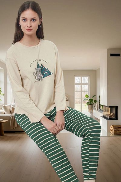 PayBuy Women's Winter Pajamas Set 100% Cotton Striped Comfortable Premium Quality Quality Craftsmanship