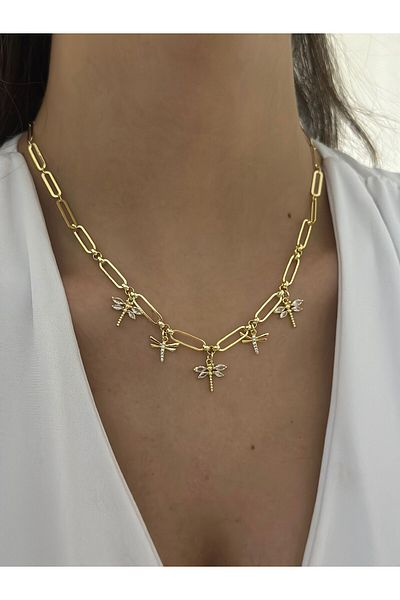 MyladyAccessoriess Dragonfly Detailed Steel Charm Necklace