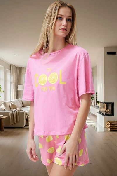 PayBuy Women's Cotton Short Sleeve Pajama Set Lemon Printed Summer Comfortable and Stylish Elegant Design