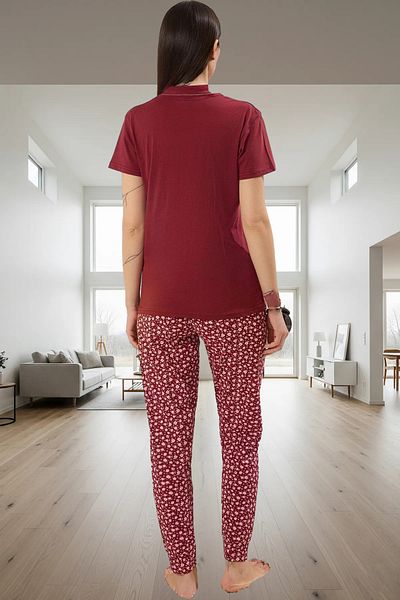PayBuy Women's Short Sleeve Crew Neck Cotton Pajama Set Floral Pattern Stylish Appearance Durable Material