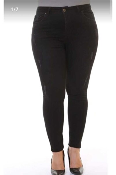 Lixera Black Nail High Waist Lycra Plus Size Jean Trousers