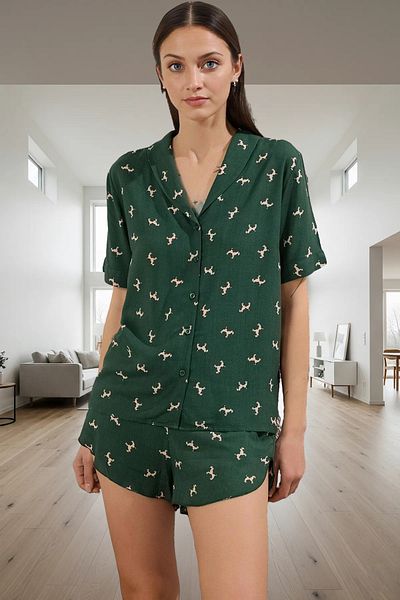 PayBuy Women's Short Sleeve 100% Cotton Dog Pattern Pajamas Set Perfect Fit Modern Style Quality Craftsmanship