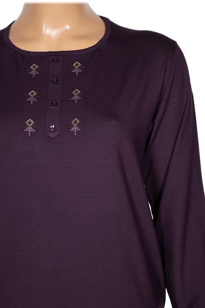 Pıtırcık Cimariva Women's Neşe Plus Size O Neck Robe Embroidered Plum Blouse