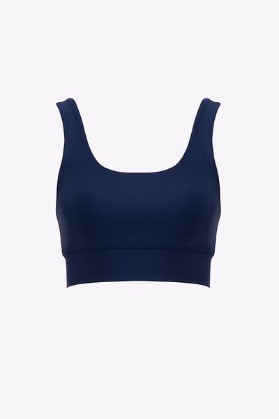 4upower Plain Navy Blue Sports Bra – Wide Band