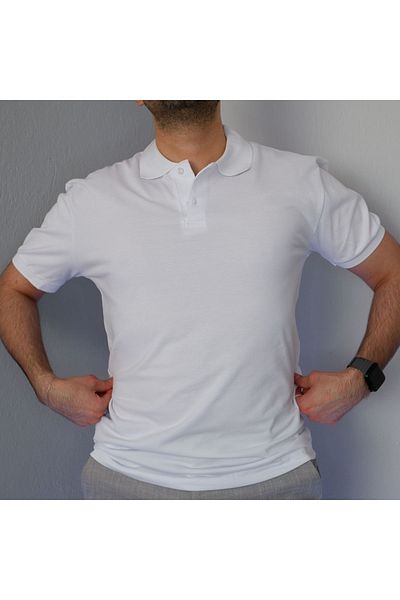 ALİ.COM Polo Neck White Men's T-Shirt