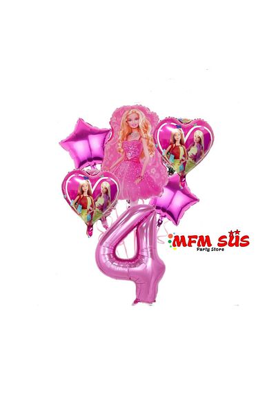 MFM Barbie 4 Years Old Foil Balloon Set 6 Pcs