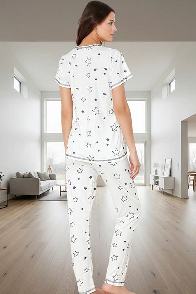 PayBuy Women's Star Pattern Short Sleeve Regular Pajama Set Professional Look Comfortable Cut