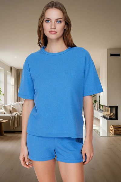 PayBuy Women's Comfortable Waffle Fabric Pajama Set with Short Shorts Summer Knitted Elegant Design and Stylish