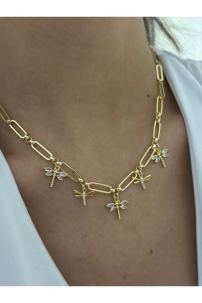 MyladyAccessoriess Dragonfly Detailed Steel Charm Necklace
