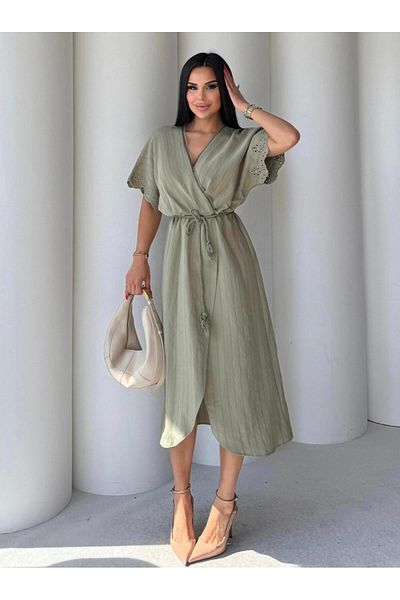 EGZOTİK ASORTİK Double Breasted Brode and Lace Detail Dress