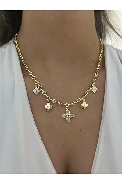 MyladyAccessoriess Clover Detail Steel Charm Necklace