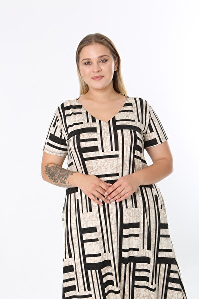 XL Modam Women's Lycra Patterned Plus Size Dress