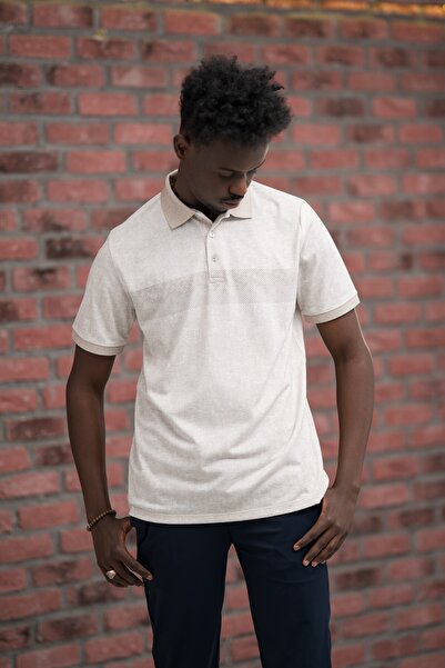 ADVANTE Tricou cu gât polo cu dungi din Lycra cu croiala normală