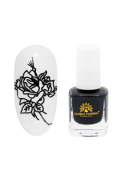 global fashion Oja pentru stampila unghii, 5ml, neagra