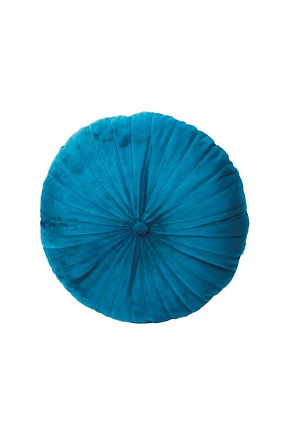 OEM Perna Decorativa Puffet Rotunda din Catifea Verde Inchis, diametru 40 cm
