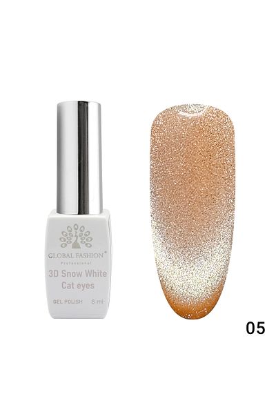 global fashion Oja semipermanenta, Snow White, 3D Cat Eye, Global Fashion 8ml, 05