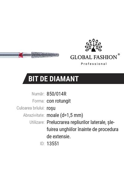 global fashion Diamond bit, rounded cone, red, 850/014 R