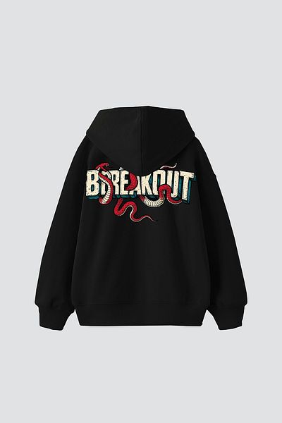 Sekizbiraltı Breakout Printed Oversize Unisex Μαύρο Hoodie