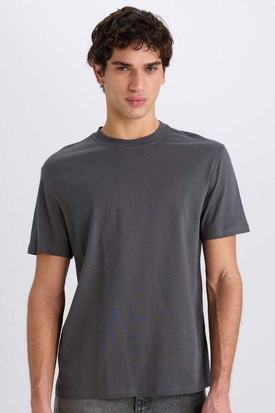 DeFacto New Season 100% Cotton New Regular Fit Crew Neck Basic Plain Short Sleeve T-Shirt