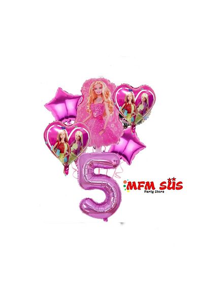 MFM Barbie 5 Years Old Foil Balloon Set 6 Pcs
