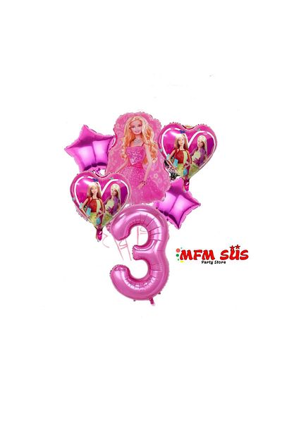 MFM Barbie 3 Years Old Foil Balloon Set 6 Pcs