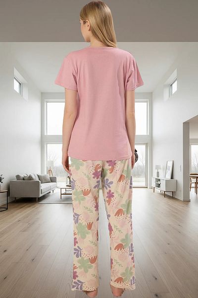 PayBuy Women S Floral Crew Neck Cotton Short Sleeve Pajama Set Comfortable Fit Elegant Design
