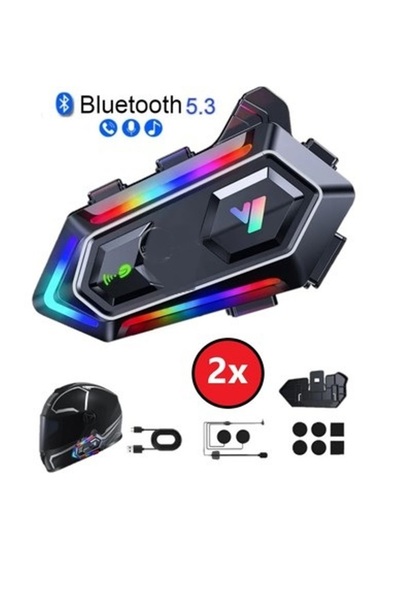 Serreha SR20 Max Motor Kask Kulaklık RGB Bluetooth Motosiklet Kulaklık Intercom 2 Kişi Eşleşme