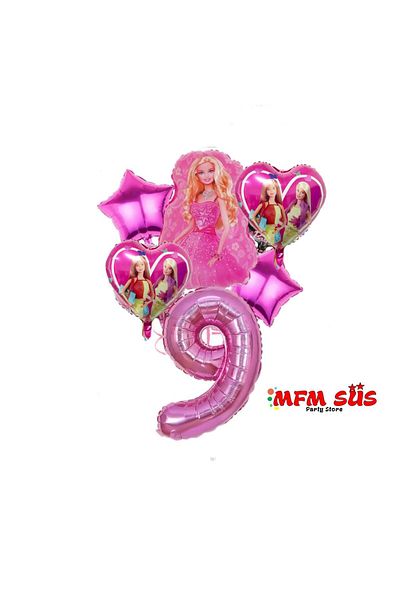 MFM Barbie 9 Years Old Foil Balloon Set 6 Pcs