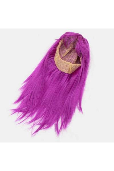 ForWhat Perucă de păr lungă, dreaptă, fucsia, croială pentru birou, acasă, bi...