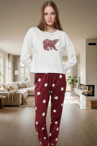 PayBuy Women's Star Pattern Cotton Pajamas Set Comfortable Fit Long Leg Perfect Fit Lasting
