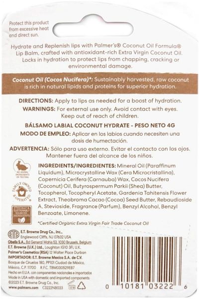 Palmers ETB COCONUT OIL LIP BALM 4G