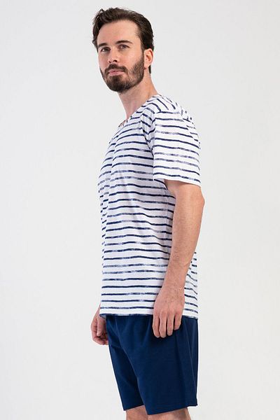 VİENETTA Cotton Men's Plus Size Short Sleeve Shorts Pajamas Suit, 408079