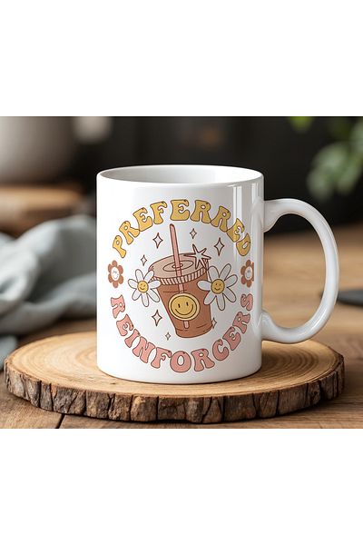 BB TRADE Designed White Ceramic Printed Mug Cup 330ml