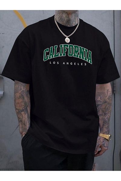 Let's Wear Ανδρικό μπλουζάκι CALIFORNIA με στάμπα, άνετο κοντομάνικο μπλουζάκι για το καλοκαίρι