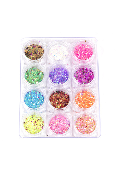 global fashion Set 12 decoratiuni paiete pentru unghii, hexagon, mix