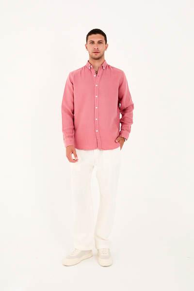 No Way قميص رجالي من قماش الموسلين مصنوع من القطن بنسبة 100% بدون جيوب