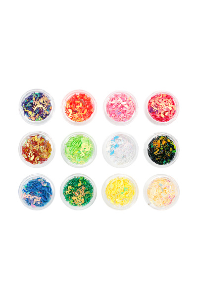 global fashion Set 12 paiete decorative pentru unghii, note muzicale, multico...
