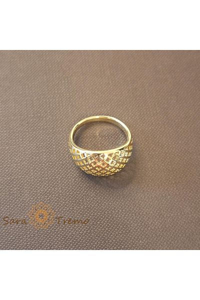 saratremo Classic simple ring for women plated with 14K gold - width 1.3 cm