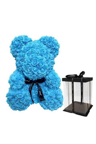 Blusmart Turquoise Floral Bear Handmade with Foam Roses, Teddy Bear 25 cm by Urban Trends