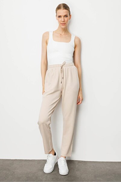 Desen Triko Women's Side Pocket Sweatpants Beige