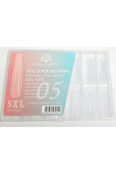 global fashion Set 120 bucati tipsuri dizolvabile, 12 marimi, 5XL extra-lung, ballerina, Nr. 05