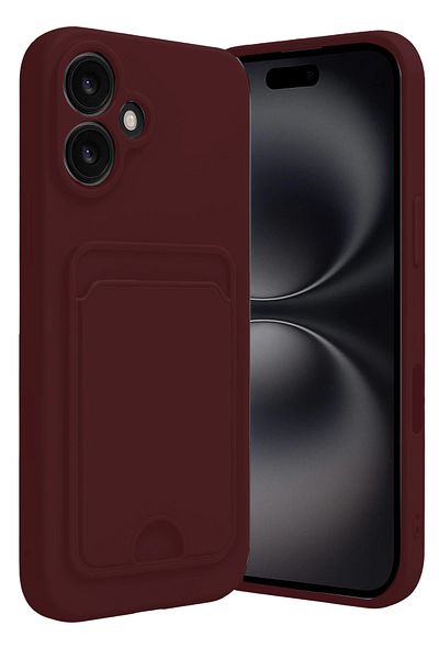 NewFace iPhone 16 Case Kelvin Silicone with Business Card - Claret Red Zrnet