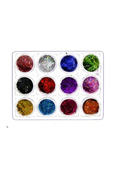 global fashion Set 12 paiete decorative pentru unghii, inimi, diverse culori